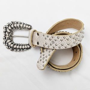 LEATHEROCK rhinestone embellished leather belt